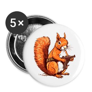 Einzigartiges und schwer bewaffnetes Eichhörnchen - Buttons klein 25 mm (5er Pack) - Weiß - Vorne