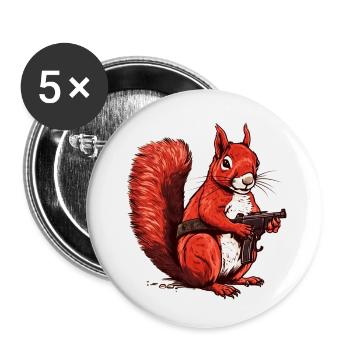 Wehrhaftes süßes Eichhörnchen beweist Mut - Buttons klein 25 mm (5er Pack) - Weiß - Vorne