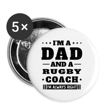Dad and a Rugby Coach Gift Humor - Buttons small 1''/25 mm (5-pack) - white - Front