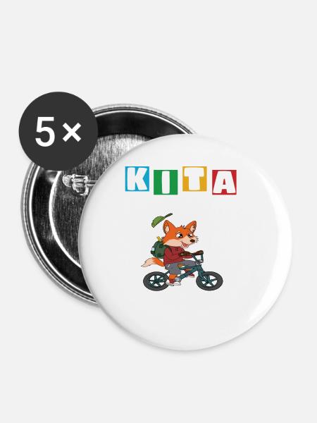Kindergarten Abgänger Schulanfang Einschulung - Buttons klein 25 mm (5er Pack) - Weiß