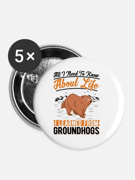 Murmeltier Groundhog Waldmurmeltier - Buttons klein 25 mm (5er Pack) - Weiß