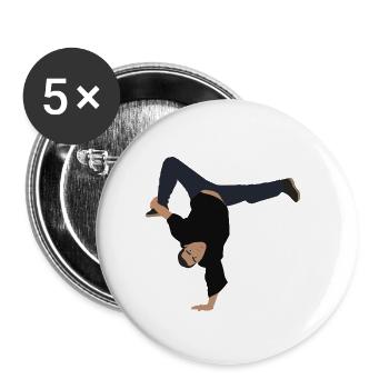 Hip Hop Break Dance B-Boy - Buttons small 1''/25 mm (5-pack) - white - Front
