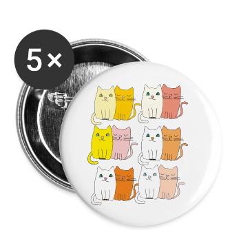 Chats drôles - Lot de 5 petits badges (25 mm) - blanc - Devant