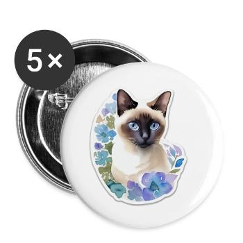 Siamkatze - Buttons klein 25 mm (5er Pack) - Weiß - Vorne