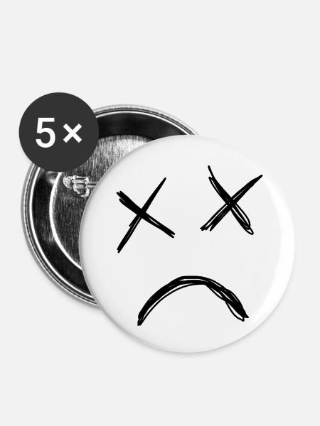Face sad - Buttons klein 25 mm (5er Pack) - Weiß
