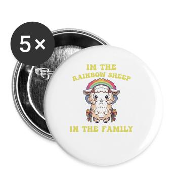 Ich bin die Rainbow Sheep LGBT Family Pride Community - Buttons klein 25 mm (5er Pack) - Weiß - Vorne