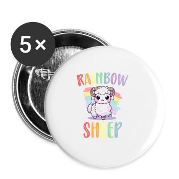 Rainbow Sheep LGBT Lesbisch Schwule Community Stolz - Buttons klein 25 mm (5er Pack) - Weiß - Vorne