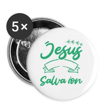 In Jesus we will find salvation Bible verse - Buttons small 1''/25 mm (5-pack) - white - Front