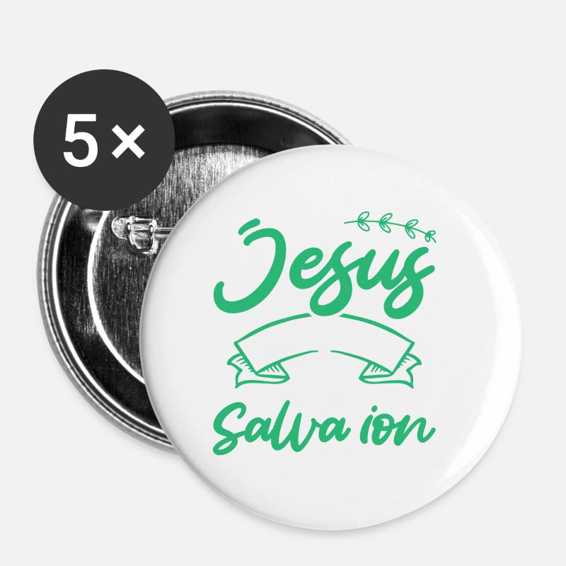 In Jesus Werden Wir Rettung Finden Bibelvers - Buttons klein 25 mm (5er Pack) - Weiß