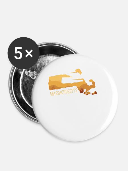 Massachusetts - Buttons klein 25 mm (5er Pack) - Weiß