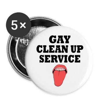 Gay clean up service - Buttons small 1''/25 mm (5-pack) - white - Front