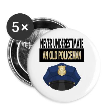 Old Policeman Police Station Police Chief Gift - Buttons small 1''/25 mm (5-pack) - white - Front