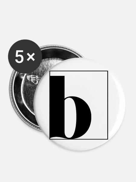 Buchstaben-Alphabet b - Buttons klein 25 mm (5er Pack) - Weiß