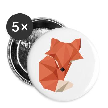 Origami Renard - Lot de 5 petits badges (25 mm) - blanc - Devant
