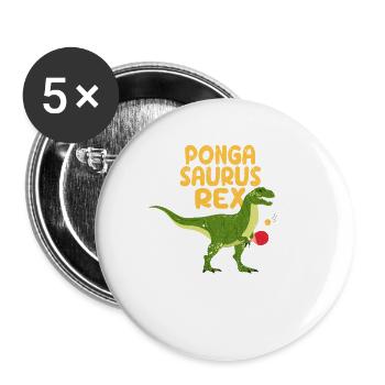 Pongasaurus Rex Ping Pong Master Lustiger Tisch - Buttons klein 25 mm (5er Pack) - Weiß - Vorne