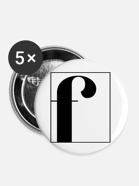 Buchstaben-Alphabet f - Buttons klein 25 mm (5er Pack) - Weiß
