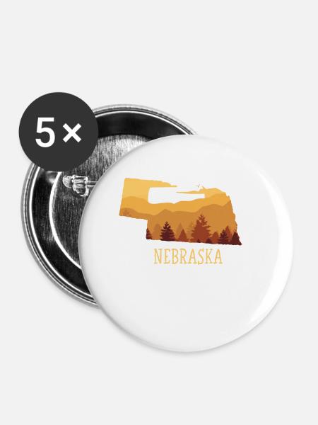 Nebraska - Buttons klein 25 mm (5er Pack) - Weiß
