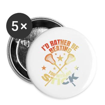 Lustiger Lacrosse Witz - Buttons klein 25 mm (5er Pack) - Weiß - Vorne