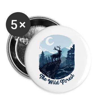 Le plat forestier de cerfs sauvages - Lot de 5 petits badges (25 mm) - blanc - Devant