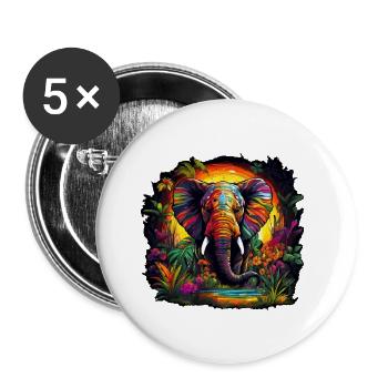 Éléphants dans la jungle - Lot de 5 petits badges (25 mm) - blanc - Devant