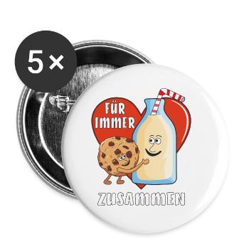 MILCH KEKS FÜR IMMER ZUSAMMEN - Buttons klein 25 mm (5er Pack) - Weiß - Vorne