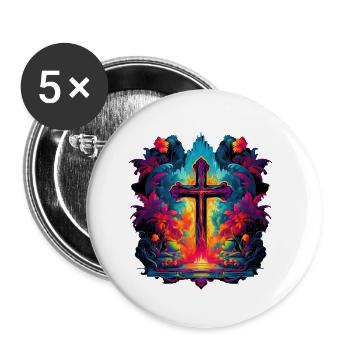 Croiser Jésus - Lot de 5 petits badges (25 mm) - blanc - Devant