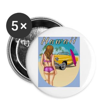 HAWAÏ - Lot de 5 petits badges (25 mm) - blanc - Devant
