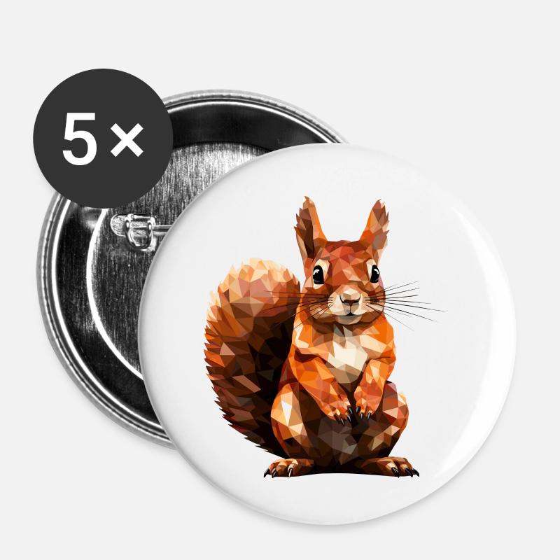 Eichhörnchen im Polygon Stil - Buttons klein 25 mm (5er Pack) - Weiß