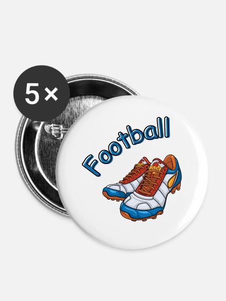 Fußball - Buttons klein 25 mm (5er Pack) - Weiß