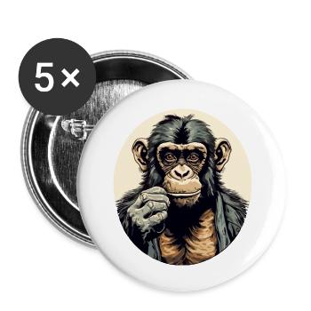 Haki the chimpanzee - Buttons small 1''/25 mm (5-pack) - white - Front