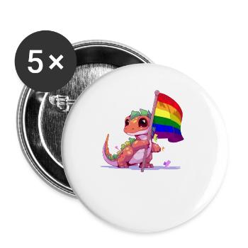 Dinosaure LGBT Pride Jeu de mots drapeau arc-en-ciel transgenre - Lot de 5 petits badges (25 mm) - blanc - Devant