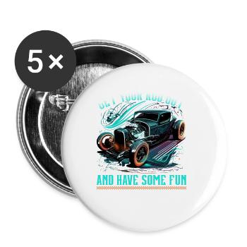 Hot Rod Sortez votre tige, Muscle Car Rat Rod - Lot de 5 petits badges (25 mm) - blanc - Devant