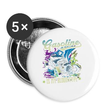 L’essence Hot Rod est mon groupe sanguin, rat de voiture musculaire - Lot de 5 petits badges (25 mm) - blanc - Devant