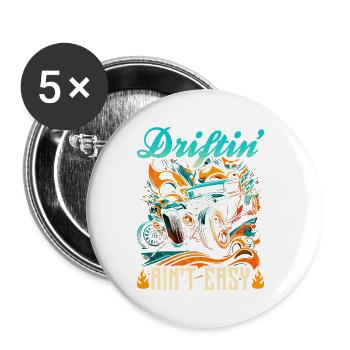 Hot Rod Drifting Aint Facile, drôle Muscle Car Rat - Lot de 5 petits badges (25 mm) - blanc - Devant