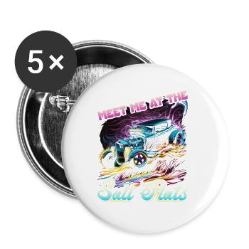 Hot Rod Meet Me At The Salt Flats, Muscle Car Rat - Lot de 5 petits badges (25 mm) - blanc - Devant
