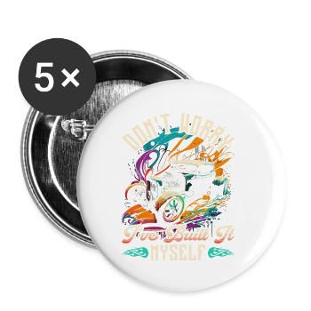 Le mécanicien Hot Rod Ive l’a construit moi-même, Muscle Car - Lot de 5 petits badges (25 mm) - blanc - Devant