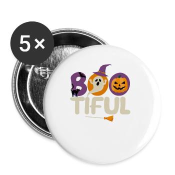 Boo Tiful Drôle Halloween Bootiful Citrouille effrayante - Lot de 5 petits badges (25 mm) - blanc - Devant