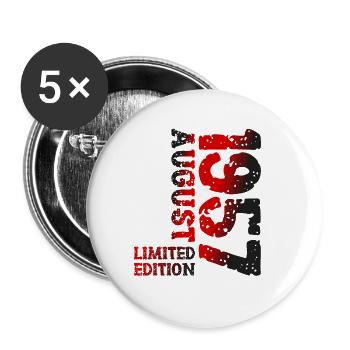 1957 August Limited Edition 66. Geburtstag Outfit - Buttons klein 25 mm (5er Pack) - Weiß - Vorne