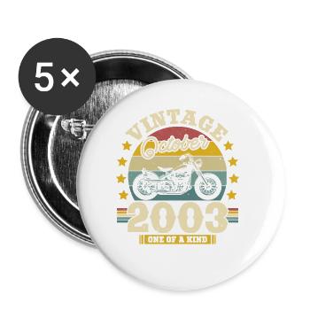 Gift Birthday October 2003, 20 years - Buttons small 1''/25 mm (5-pack) - white - Front