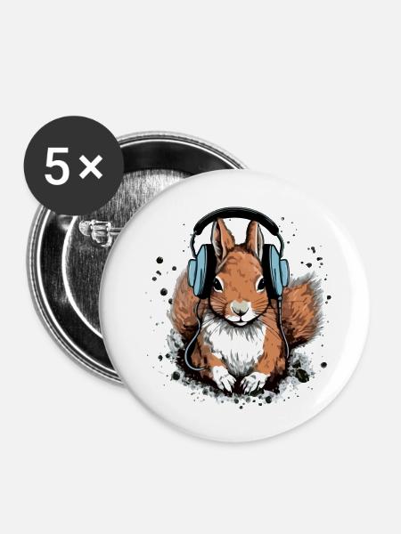 Jiko das audiophile Eichhörnchen - Buttons klein 25 mm (5er Pack) - Weiß