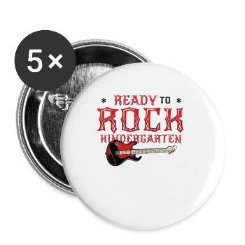 Jardin d’enfants Ready To Rock, premier jour - Lot de 5 petits badges (25 mm) - blanc - Devant