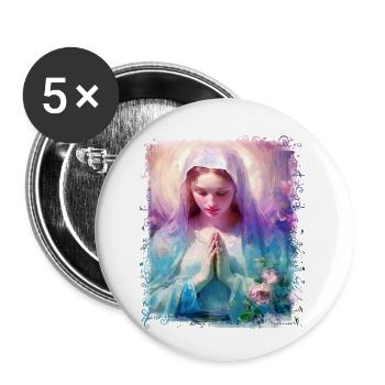 Holly Mary Maria Madonna Mariana Virgin Mary Holy - Buttons small 1''/25 mm (5-pack) - white - Front