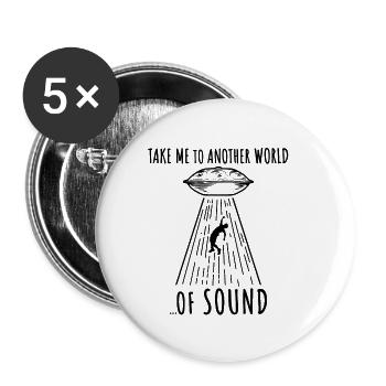 Funny Handpan UFO Player Handpan - Lot de 5 petits badges (25 mm) - blanc - Devant