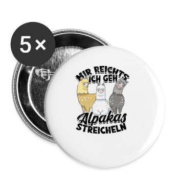 MIR REICHTS ICH GEH ALPAKAS STREICHELN - - Buttons klein 25 mm (5er Pack) - Weiß - Vorne