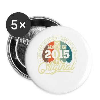 Geburtstagsgeschenk 2015 - Buttons klein 25 mm (5er Pack) - Weiß - Vorne