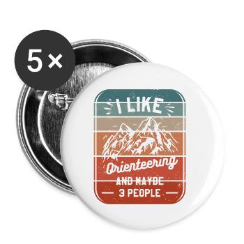 Ich mag Orientierungslauf und vielleicht 3 Personen Orientierungslauf - Buttons klein 25 mm (5er Pack) - Weiß - Vorne