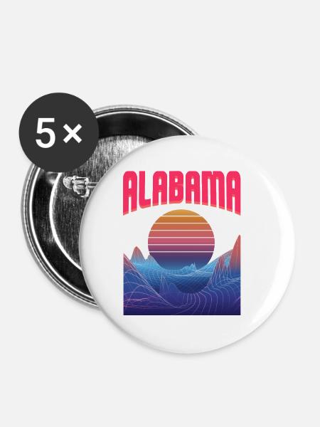 alabama - Buttons klein 25 mm (5er Pack) - Weiß