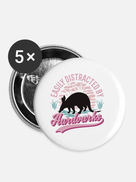 Easily distracted by Aardvarks Erdferkel - Buttons klein 25 mm (5er Pack) - Weiß