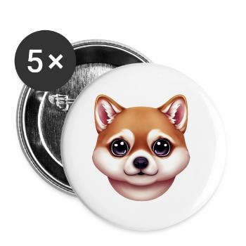 Beau portrait de Shiba Inu - Lot de 5 petits badges (25 mm) - blanc - Devant
