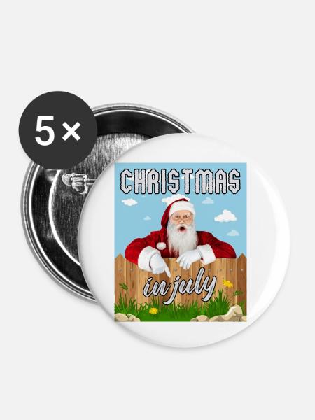 Weihnachten im Juli - Buttons klein 25 mm (5er Pack) - Weiß